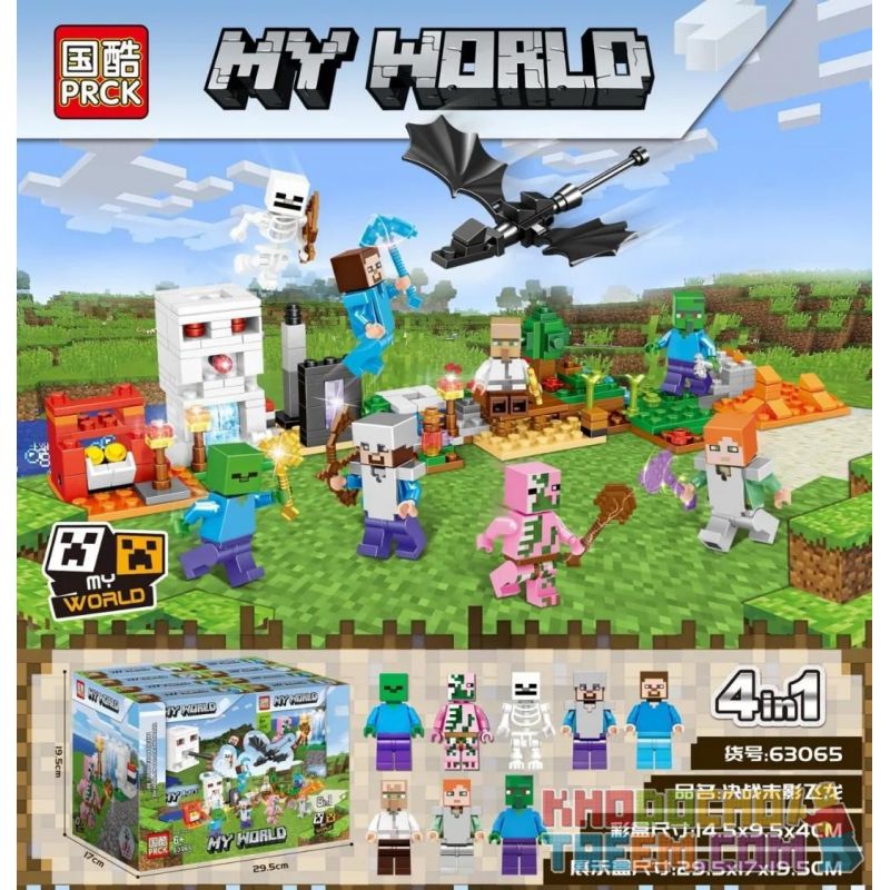 PRCK 63065 non Lego TRẬN CHIẾN 8 ENDER WYVERN bộ đồ chơi xếp lắp ráp ghép mô hình Minecraft HEROES GATHERING Game Xây Dựng