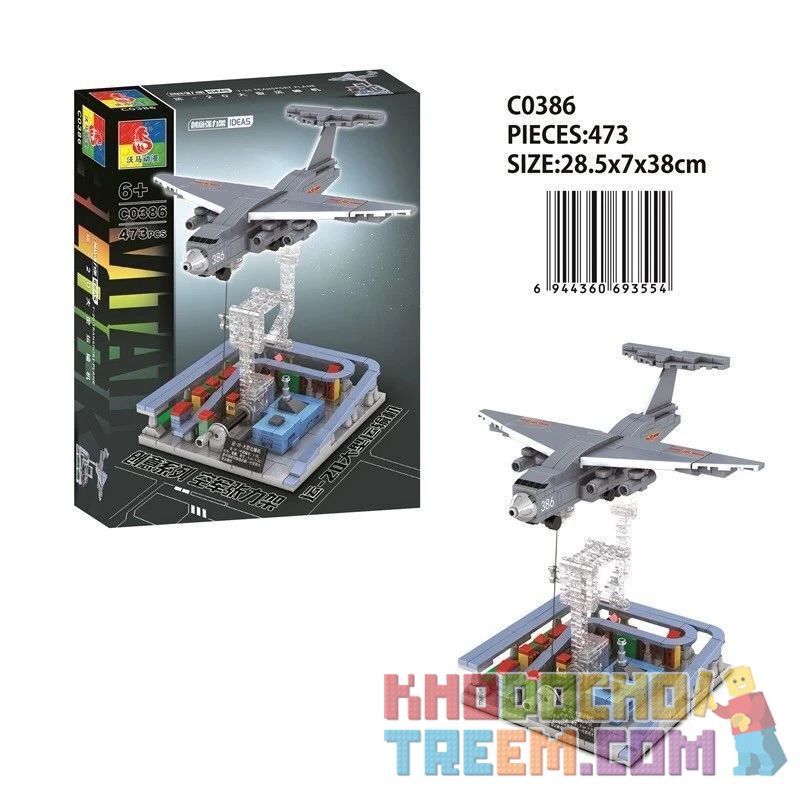WOMA C0386 0386 non Lego MÁY BAY VẬN TẢI LỚN YUN-20 bộ đồ chơi xếp lắp ráp ghép mô hình Military Army Quân Sự Bộ Đội 473 khối