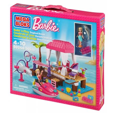 MEGA BLOKS 80244 non  KHU NGHỈ MÁT NHIỆT ĐỚI bộ đồ chơi xếp lắp ráp ghép mô hình  TROPICAL RESORT Các Bạn Gái 143 khối