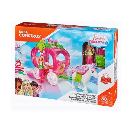 MEGA BLOKS FFP26 non  XE DÂU bộ đồ chơi xếp lắp ráp ghép mô hình  STRAWBERRY CARRIAGE Các Bạn Gái 80 khối