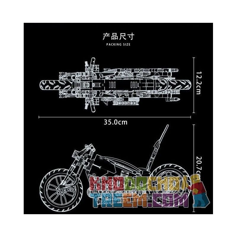 MouldKing 23005 Mould King 23005 REBRICKABLE MOC-17249 17249 MOC17249 non  HARLEY KNUCKLE CHOPPER XE MÁY bộ đồ chơi xếp lắp ráp ghép mô hình  FAST RC MOTORCYCLE - IT REALLY WORKS AND STANDS UP! 30KMH WITH BUWIZZ 2.0 Kỹ Thuật Công Nghệ Cao Mô Hình Phương Tiện 340 khối