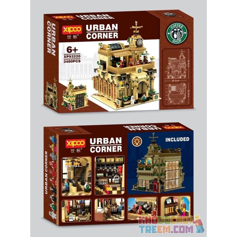 XIPOO XP93220 93220 non  CHẾ ĐỘ XEM PHỐ CỦA CỬA HÀNG CÀ PHÊ CHỌN LỌC STARBUCKS bộ đồ chơi xếp lắp ráp ghép mô hình Creator STARBUCKS COFFEE Sáng Tạo 3480 khối