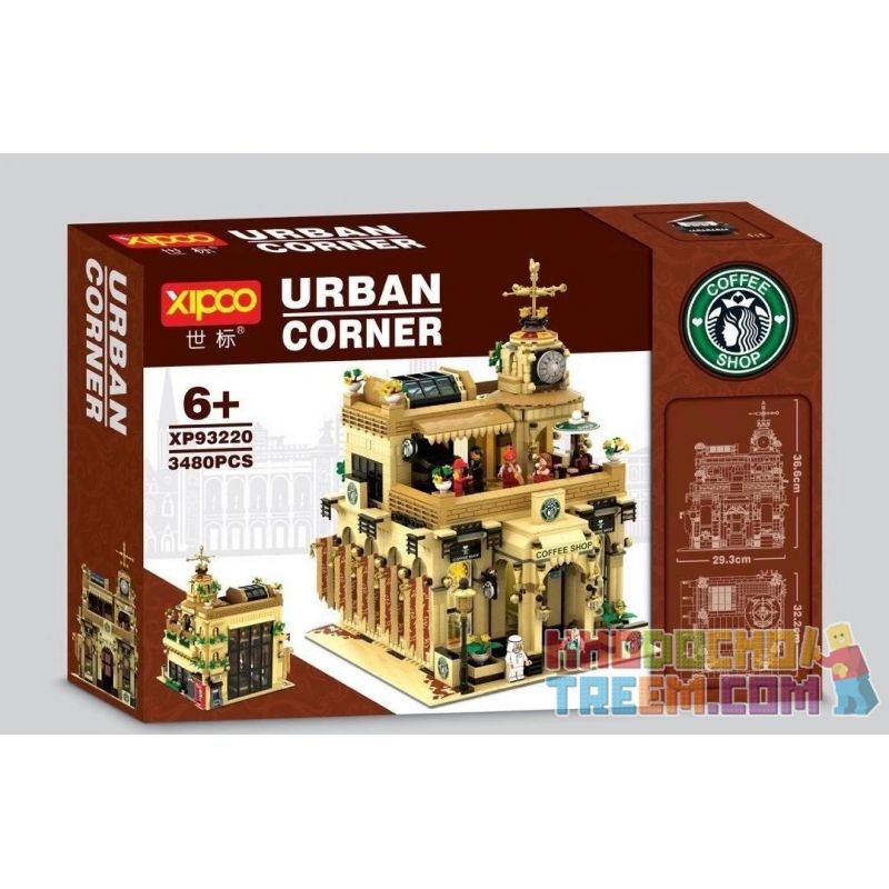 XIPOO XP93220 93220 non  CHẾ ĐỘ XEM PHỐ CỦA CỬA HÀNG CÀ PHÊ CHỌN LỌC STARBUCKS bộ đồ chơi xếp lắp ráp ghép mô hình Creator STARBUCKS COFFEE Sáng Tạo 3480 khối