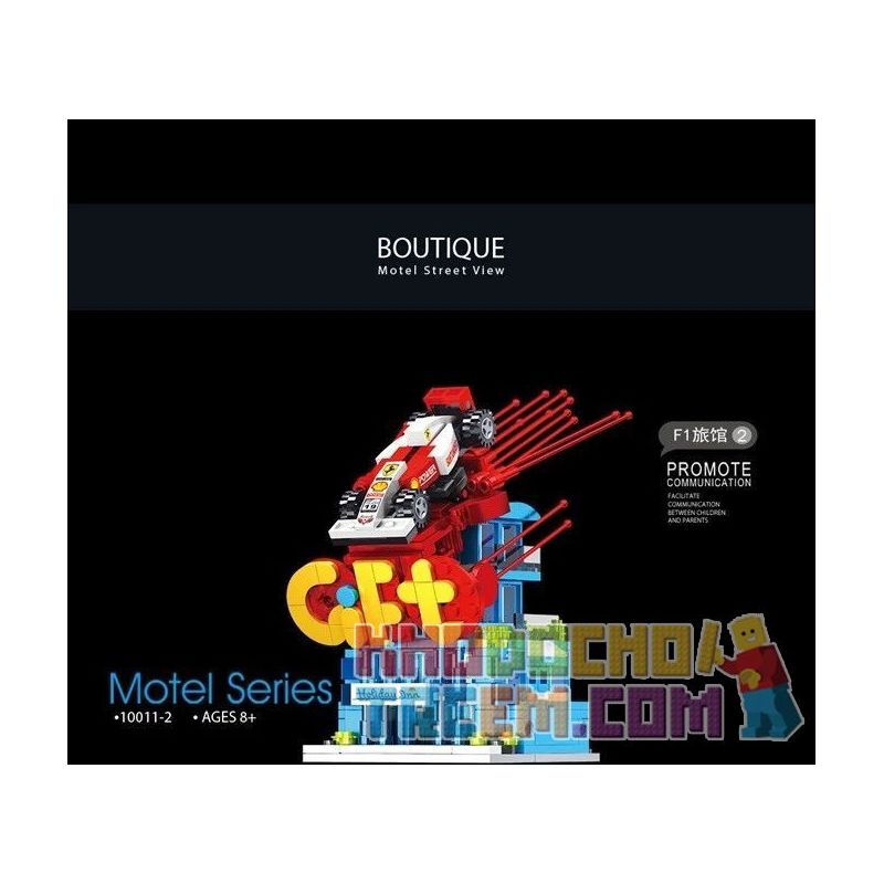 SHENZHEN RAEL ENTERTAINMENT 10011-1 10011-2 10011-3 10011-4 non  NHÀ NGHỈ 4 bộ đồ chơi xếp lắp ráp ghép mô hình Speed Champions Racing Cars MOTEL STREET VIEW Đua Xe Công Thức