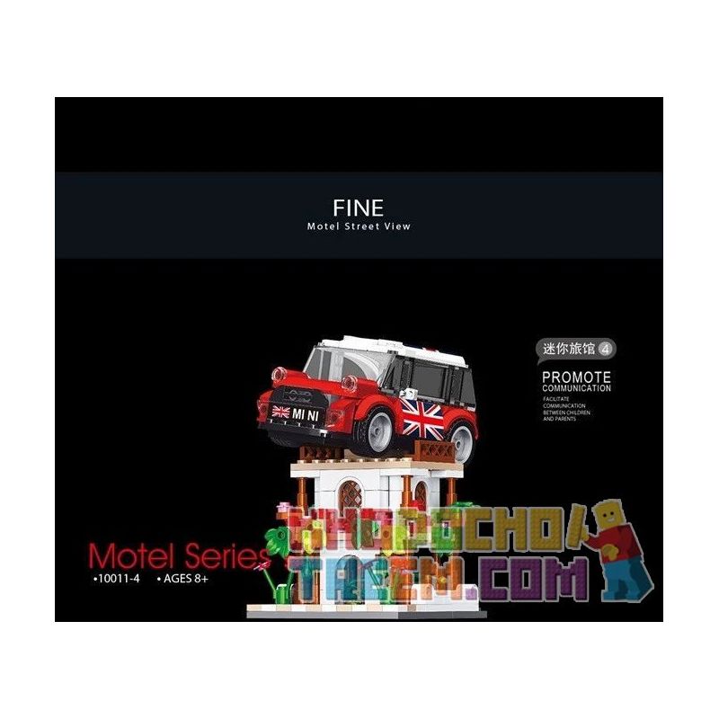 SHENZHEN RAEL ENTERTAINMENT 10011-1 10011-2 10011-3 10011-4 non  NHÀ NGHỈ 4 bộ đồ chơi xếp lắp ráp ghép mô hình Speed Champions Racing Cars MOTEL STREET VIEW Đua Xe Công Thức