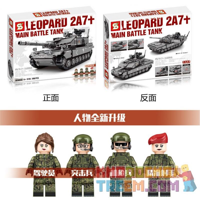 SHENG YUAN SY 0104 Xếp hình kiểu Lego MILITARY ARMY Survival Warfare Leopard 2A7+ Main Battle Tank Survival War Leopard 2A7 + Main Battle Tank Xe Tăng Chiến đấu Chủ Lực Leopard 2A7 + 898 khối