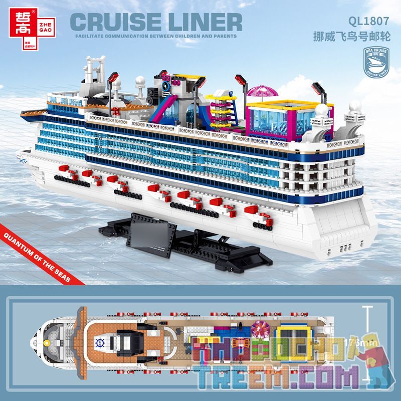 ZHEGAO QL1807 1807 non  ASUKA NA UY bộ đồ chơi xếp lắp ráp ghép mô hình Creator CRUISE LINER Sáng Tạo 2446 khối
