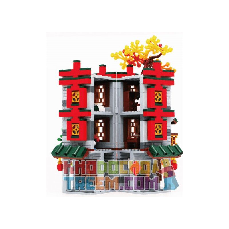 BRICKABLE BR BR60004 60004 non  DOUBLE HAPPINESS CHẾ ĐỘ XEM PHỐ LINMEN bộ đồ chơi xếp lắp ráp ghép mô hình Creator Sáng Tạo