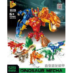 PanlosBrick 633061 Panlos Brick 633061 non  MECH KHỦNG LONG THAY ĐỔI THẲNG 5 TRONG 1 ĐA HÌNH DẠNG bộ đồ chơi xếp lắp ráp ghép mô hình Dino DINOSAUR MECHA 1215 khối