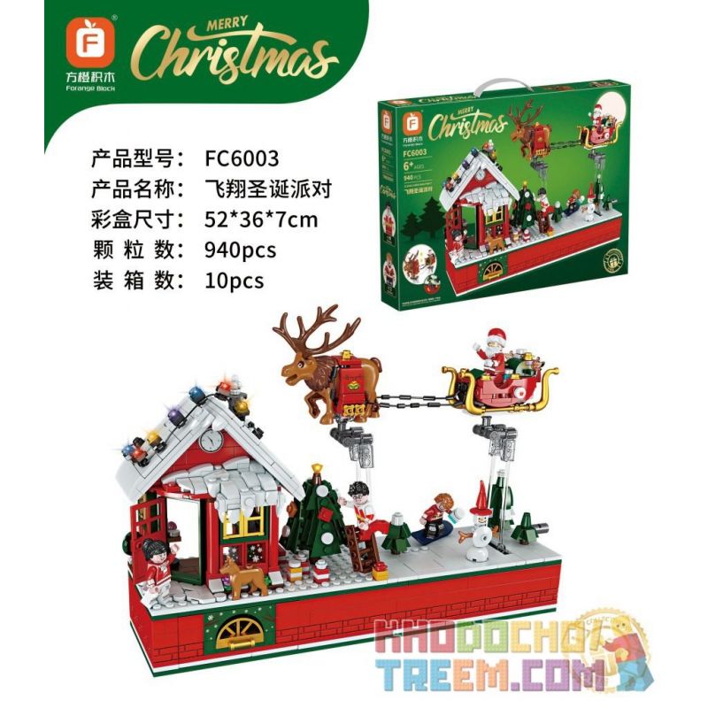 FORANGE FC6003 6003 non Lego TIỆC GIÁNG SINH BAY bộ đồ chơi xếp lắp ráp ghép mô hình MERRY CHRISTMAS 940 khối