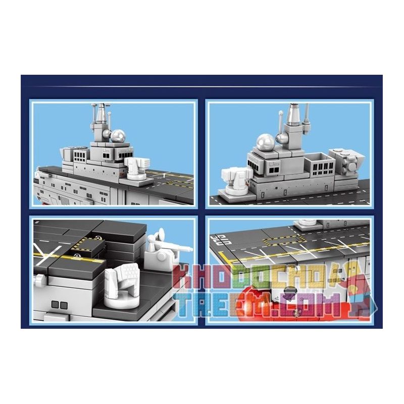 SEMBO 202075 non  TÀU TẤN CÔNG ĐỔ BỘ PHIÊN BẢN Q 075 bộ đồ chơi xếp lắp ráp ghép mô hình Military Army PLA. NAVY TYPE 75 LANDING HELICOPTER DOCK Quân Sự Bộ Đội 367 khối