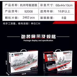 HENGTAI 92008 non  KHU TRỤC HẠM HÀNG CHÂU 1 275 tỷ lệ 1:275 bộ đồ chơi xếp lắp ráp ghép mô hình Military Army HANGZHOU DESTROYER Quân Sự Bộ Đội 2462 khối