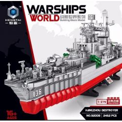 HENGTAI 92008 non  KHU TRỤC HẠM HÀNG CHÂU 1 275 tỷ lệ 1:275 bộ đồ chơi xếp lắp ráp ghép mô hình Military Army HANGZHOU DESTROYER Quân Sự Bộ Đội 2462 khối