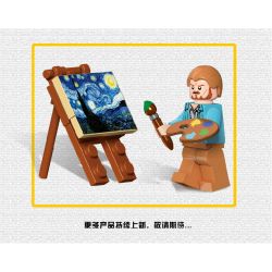 DK 3001 QIZHILE 90024 non  ĐÊM ĐẦY SAO bộ đồ chơi xếp lắp ráp ghép mô hình Creator Expert VINCENT VAN GOGH THE STARRY NIGHT Chuyên Gia Sáng Tạo 1830 khối