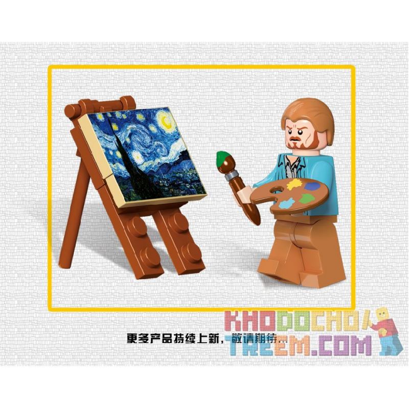 DK 3001 QIZHILE 90024 non  ĐÊM ĐẦY SAO bộ đồ chơi xếp lắp ráp ghép mô hình Creator Expert VINCENT VAN GOGH THE STARRY NIGHT Chuyên Gia Sáng Tạo 1830 khối