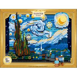 DK 3001 QIZHILE 90024 non  ĐÊM ĐẦY SAO bộ đồ chơi xếp lắp ráp ghép mô hình Creator Expert VINCENT VAN GOGH THE STARRY NIGHT Chuyên Gia Sáng Tạo 1830 khối