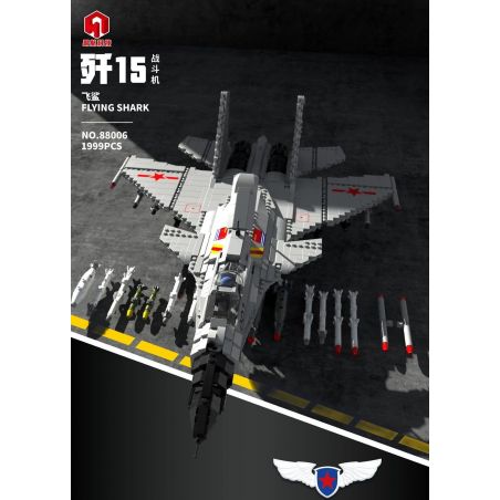 JUHANG 88006 REOBRIX 33023 non  CÁ MẬP BAY J-15 bộ đồ chơi xếp lắp ráp ghép mô hình Military Army J-15 FLYING SHARK Quân Sự Bộ Đội 1999 khối