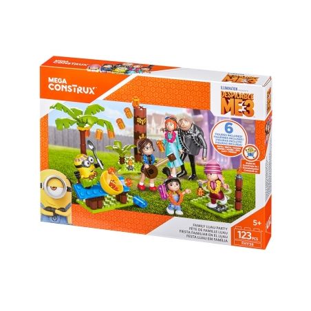 MEGA BLOKS FHY38 non  BỮA TIỆC HAWAII GIA ĐÌNH bộ đồ chơi xếp lắp ráp ghép mô hình Movie & Game FAMILY LUAU PARTY Phim Và Trò Chơi 123 khối