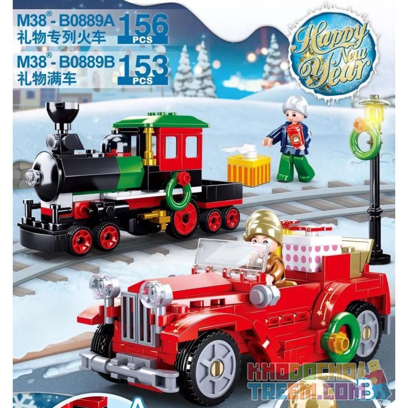 SLUBAN M38-B0889A B0889A 0889A M38B0889A 38-B0889A M38-B0889B B0889B 0889B M38B0889B 38-B0889B M38-B0889C B0889C 0889C M38B0889C 38-B0889C M38-B0889D B0889D 0889D M38B0889D 38-B0889D non  4 ĐOÀN TÀU QUÀ GIÁNG SINH Ô TÔ CHỞ ĐẦY VUÔNG TẾT ĐỒ CHƠI bộ đồ chơi xếp lắp ráp ghép mô hình Seasonal HAPPY NEW YEAR Mùa Lễ Hội 601 khối