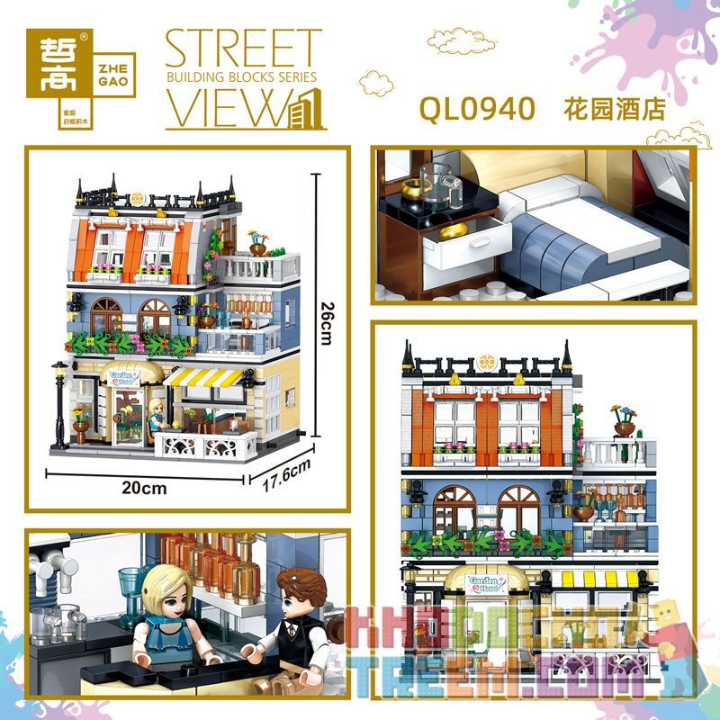 ZHEGAO QL0940 0940 non  KHÁCH SẠN VƯỜN bộ đồ chơi xếp lắp ráp ghép mô hình Creator Expert STREET VIEW Chuyên Gia Sáng Tạo 1316 khối ZHEGAO QL0940 0940 non  KHÁCH SẠN VƯỜN bộ đồ chơi xếp lắp ráp ghép mô hình Creator Expert STREET VIEW Chuyên Gia Sáng Tạo 1316 khối