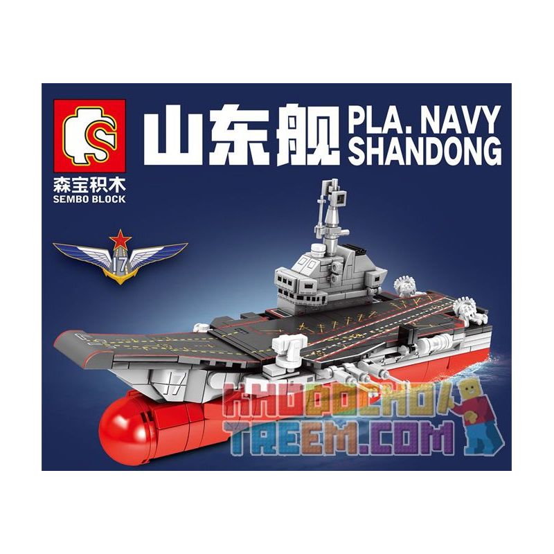 SEMBO 202074 non  TÀU SÂN BAY NỘI ĐỊA ĐẦU TIÊN PHIÊN BẢN SHANDONG SHIP Q bộ đồ chơi xếp lắp ráp ghép mô hình Military Army PLA' NAVY SHANDONG Quân Sự Bộ Đội 417 khối