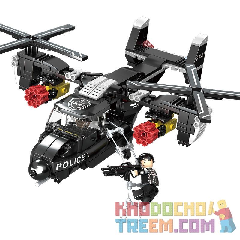 CAYI 1574 Xếp hình kiểu Lego SWAT SPECIAL FORCE Osprey Helicopter AR New Police Story Fishwell Helicopter Trực Thăng Osprey 260 khối CAYI 1574 Xếp hình kiểu Lego SWAT SPECIAL FORCE Osprey Helicopter AR New Police Story Fishwell Helicopter Trực Thăng Osprey 260 khối