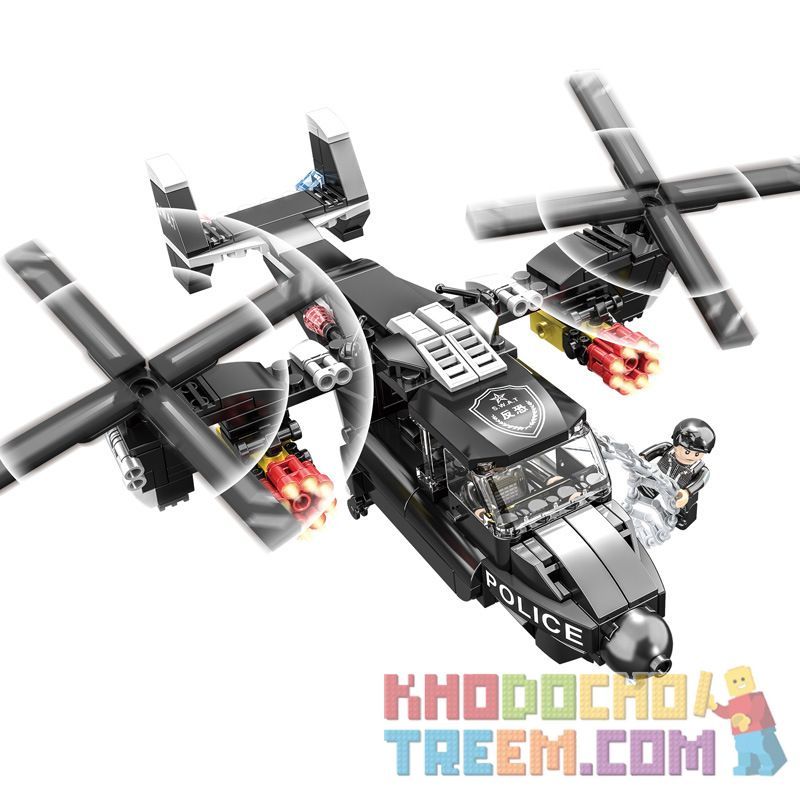 CAYI 1574 non  TRỰC THĂNG OSPREY bộ đồ chơi xếp lắp ráp ghép mô hình Swat Special Force OSPREY HELICOPTER Đặc Nhiệm 260 khối