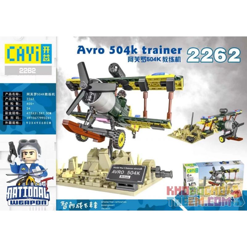 CAYI 2262 Xếp hình kiểu Lego NATIONAL WEAPON Avro 504k Trainer Huấn Luyện Viên Aphrodite 504K 405 khối