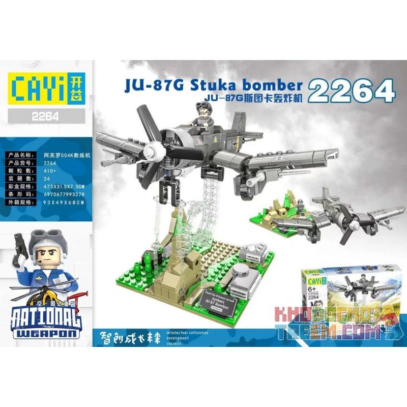 CAYI 2264 Xếp hình kiểu Lego NATIONAL WEAPON JU-87G Stuka Bomber Country Of The Country JU-87g Stark Bomber Máy Bay Ném Bom JU-87G Stuka 410 khối CAYI 2264 Xếp hình kiểu Lego NATIONAL WEAPON JU-87G Stuka Bomber Country Of The Country JU-87g Stark Bomber Máy Bay Ném Bom JU-87G Stuka 410 khối