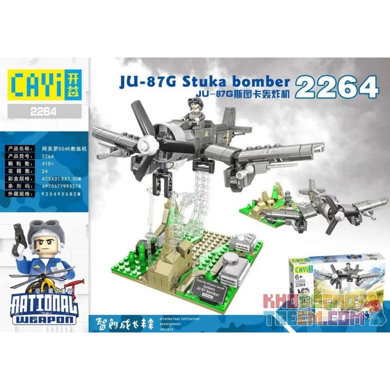 CAYI 2264 non Lego MÁY BAY NÉM BOM JU-87G STUKA bộ đồ chơi xếp lắp ráp ghép mô hình National Weapon JU-87G STUKA BOMBER Vũ Khí Quốc Gia 410 khối