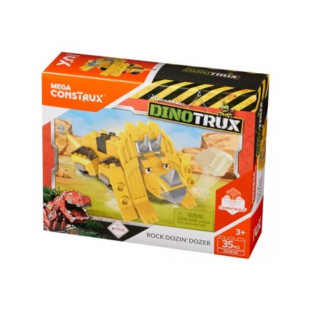 MEGA BLOKS DXW45 non  TAM GIÁC DRASSA. bộ đồ chơi xếp lắp ráp ghép mô hình Dinotrux ROCK DOZIN’ DOZER Khủng Long Máy 35 khối