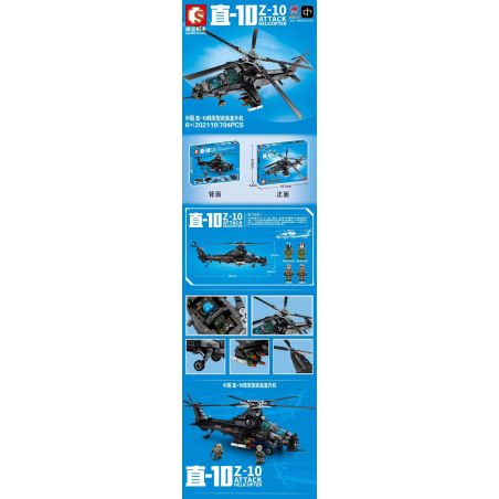 SEMBO 202119 non  TẬP ĐOÀN QUÂN ZHI-10 TRUNG QUỐC bộ đồ chơi xếp lắp ráp ghép mô hình Military Army Z-10 ATTACK HELICOPTER Quân Sự Bộ Đội 704 khối