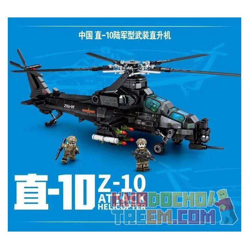 SEMBO 202119 non  TẬP ĐOÀN QUÂN ZHI-10 TRUNG QUỐC bộ đồ chơi xếp lắp ráp ghép mô hình Military Army Z-10 ATTACK HELICOPTER Quân Sự Bộ Đội 704 khối