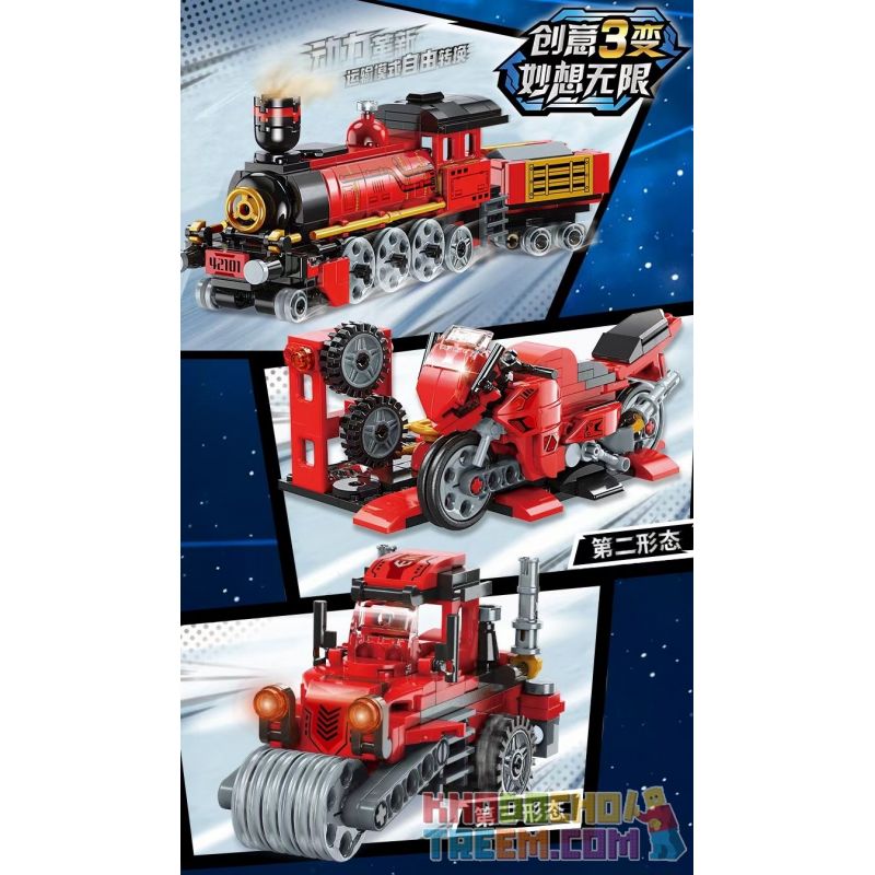 Enlighten 42101 Qman 42101 non  QUYỀN LỰC TỐI CAO bộ đồ chơi xếp lắp ráp ghép mô hình Creator 3 In 1 TRANS-COMBO Sáng Tạo Với 3 Mẫu 305 khối