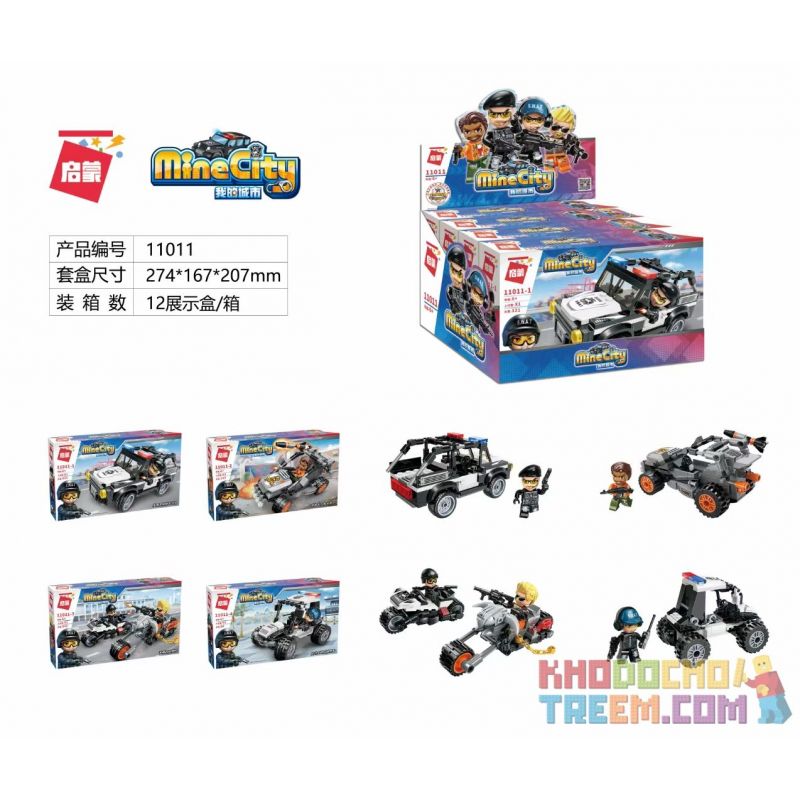 Enlighten 11011-2 11011-3 11011-4 11011-1 Qman 11011-2 11011-3 11011-4 11011-1 non Lego CẢNH SÁT HỘP NHỎ 4 LOẠI XE ĐẶC CHỦNG ĐA NĂNG ĐIỀU ĐỘNG VƯỢT NGỤC PHI PHÁP TRUY LÙNG MÔ TÔ CẢI TIẾN KHỞI ĐỊA HÌNH MỌI bộ đồ chơi xếp lắp ráp ghép mô hình Minecity Thành Phố Mỏ 488 khối