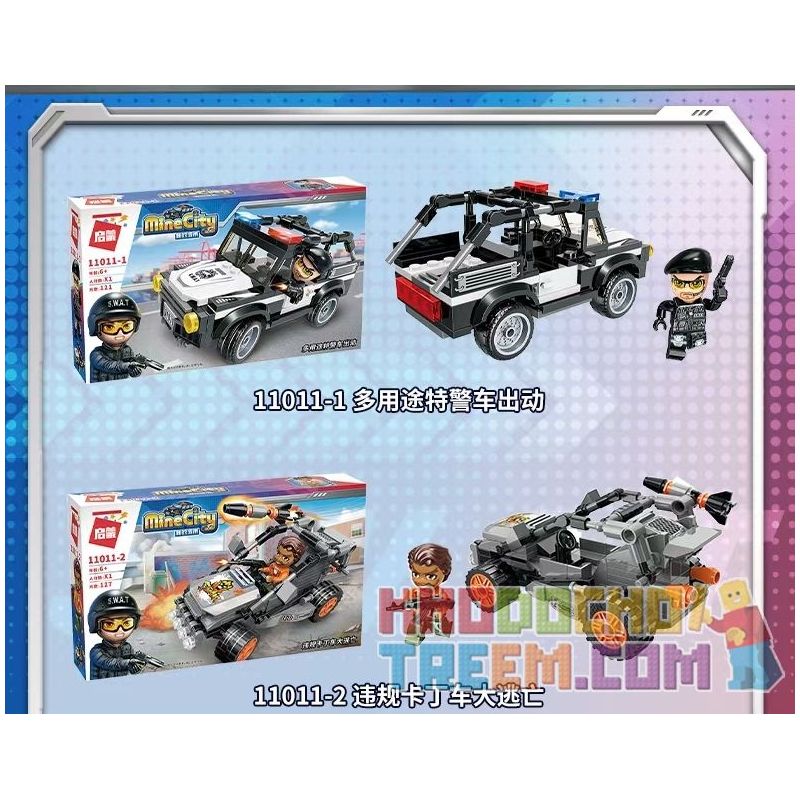 Enlighten 11011-2 11011-3 11011-4 11011-1 Qman 11011-2 11011-3 11011-4 11011-1 non  CẢNH SÁT HỘP NHỎ 4 LOẠI XE ĐẶC CHỦNG ĐA NĂNG ĐIỀU ĐỘNG VƯỢT NGỤC PHI PHÁP TRUY LÙNG MÔ TÔ CẢI TIẾN KHỞI ĐỊA HÌNH MỌI bộ đồ chơi xếp lắp ráp ghép mô hình Minecity Thành Phố Mỏ 488 khối