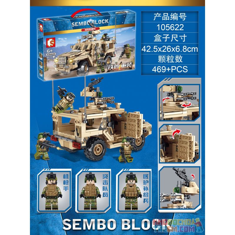 SEMBO 105622 non  XE TIA CHỚP QUÂN ĐỘI bộ đồ chơi xếp lắp ráp ghép mô hình Iron Blood Heavy Equipment Đặc Nhiệm Máu Và Sắt 469 khối