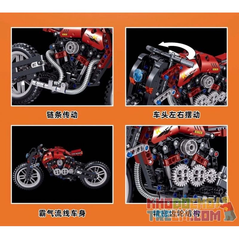 ZHEGAO QL0474 0474 non  XE MÁY CHILONG bộ đồ chơi xếp lắp ráp ghép mô hình  Kỹ Thuật Công Nghệ Cao Mô Hình Phương Tiện 369 khối