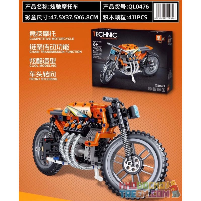 ZHEGAO QL0476 0476 non  HAO CHI MOTORCYCLE. bộ đồ chơi xếp lắp ráp ghép mô hình  Kỹ Thuật Công Nghệ Cao Mô Hình Phương Tiện 411 khối