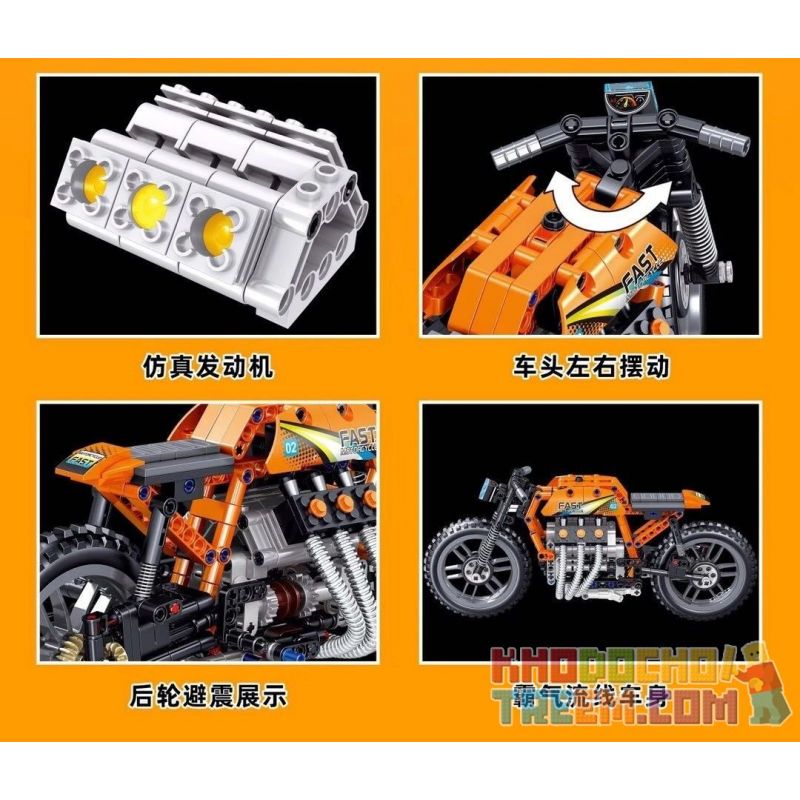 ZHEGAO QL0476 0476 non  HAO CHI MOTORCYCLE. bộ đồ chơi xếp lắp ráp ghép mô hình  Kỹ Thuật Công Nghệ Cao Mô Hình Phương Tiện 411 khối