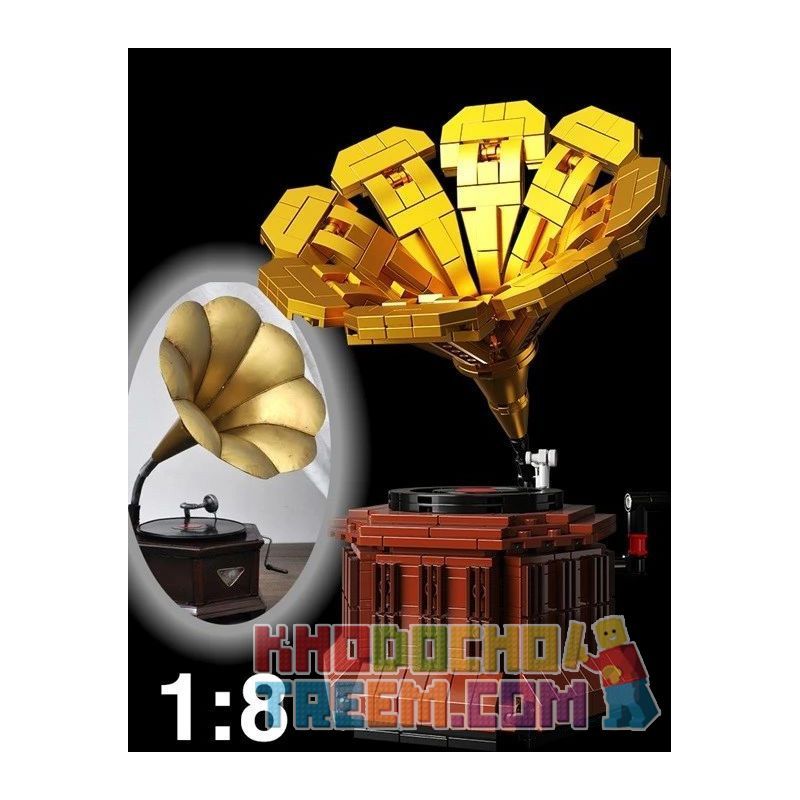 HENGTAI 92051 non  MÁY HÁT 1: 8 tỷ lệ 1:8 bộ đồ chơi xếp lắp ráp ghép mô hình Creator Expert PHONOGRAPH Chuyên Gia Sáng Tạo 682 khối