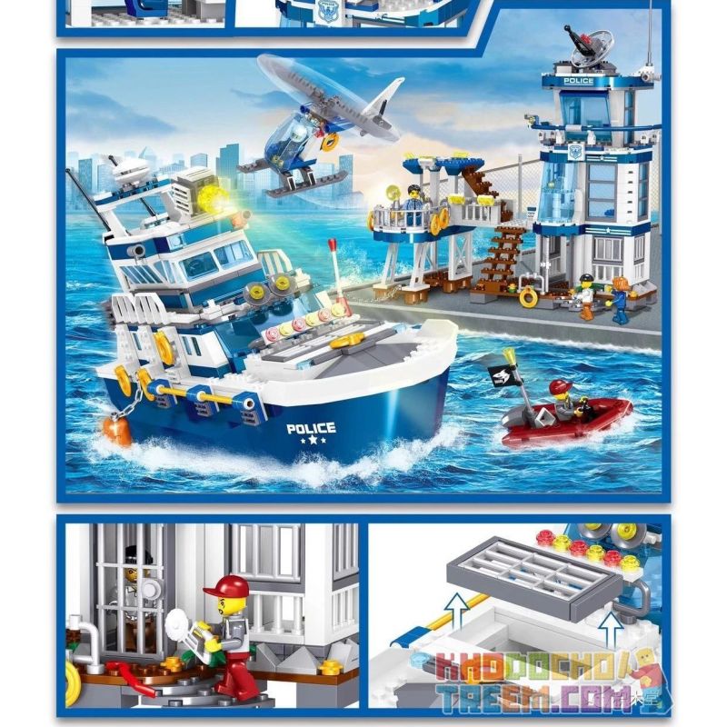 ZHEGAO QL0231 0231 non Lego TRỤ SỞ CẢNH SÁT HÀNG HẢI bộ đồ chơi xếp lắp ráp ghép mô hình City POLICE Thành Phố 866 khối