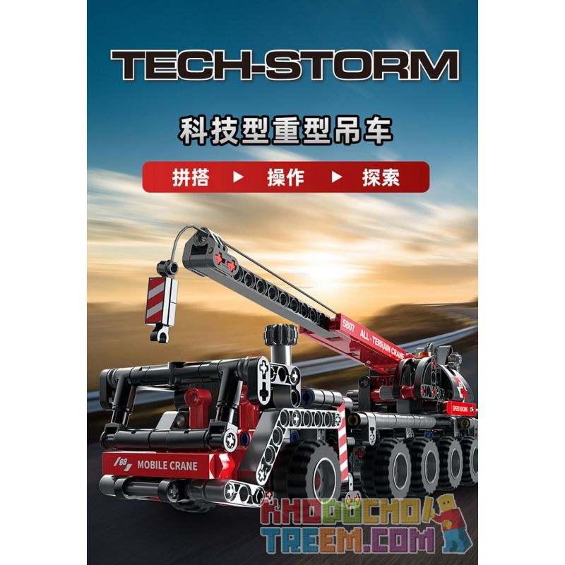 COGO 15807 non  CẦN TRỤC NẶNG bộ đồ chơi xếp lắp ráp ghép mô hình  TECH-STORM Kỹ Thuật Công Nghệ Cao Mô Hình Phương Tiện 456 khối
