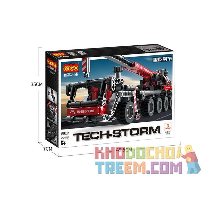 COGO 15807 non  CẦN TRỤC NẶNG bộ đồ chơi xếp lắp ráp ghép mô hình  TECH-STORM Kỹ Thuật Công Nghệ Cao Mô Hình Phương Tiện 456 khối