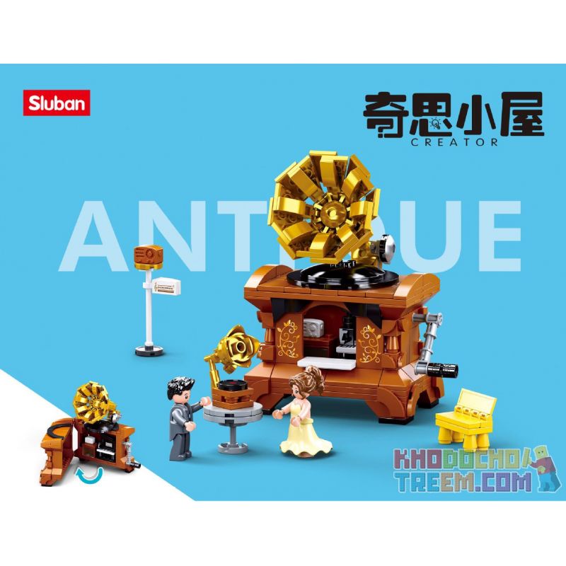 SLUBAN M38-B0881 B0881 0881 M38B0881 38-B0881 non  CỬA HÀNG BÁN ĐỒ CỔ GRAMOPHONE bộ đồ chơi xếp lắp ráp ghép mô hình Chinatown CREATOR PHONOGRAPH Khu Phố Tàu 288 khối