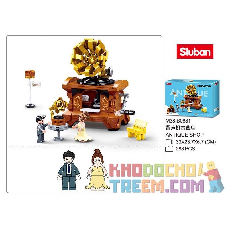SLUBAN M38-B0881 B0881 0881 M38B0881 38-B0881 non  CỬA HÀNG BÁN ĐỒ CỔ GRAMOPHONE bộ đồ chơi xếp lắp ráp ghép mô hình Chinatown CREATOR PHONOGRAPH Khu Phố Tàu 288 khối
