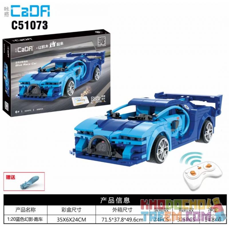 DOUBLEE CADA C51073 51073 non Lego THỂ THAO BÓNG MA MÀU XANH 1:20 tỷ lệ 1:20 bộ đồ chơi xếp lắp ráp ghép mô hình Racers BLUE RACE CAR Đua Tốc Độ 325 khối