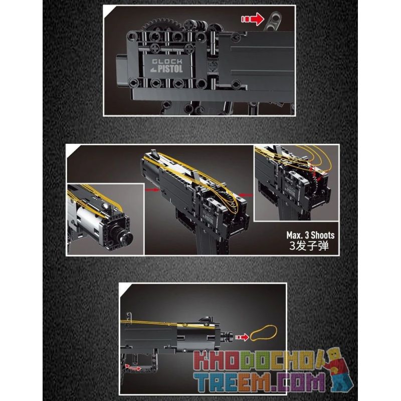 MouldKing 14008 Mould King 14008 non  SÚNG LỤC TỰ ĐỘNG GLOCK bộ đồ chơi xếp lắp ráp ghép mô hình  GLOCK AUTOMATIC PISTOL Kỹ Thuật Công Nghệ Cao Mô Hình Phương Tiện 288 khối