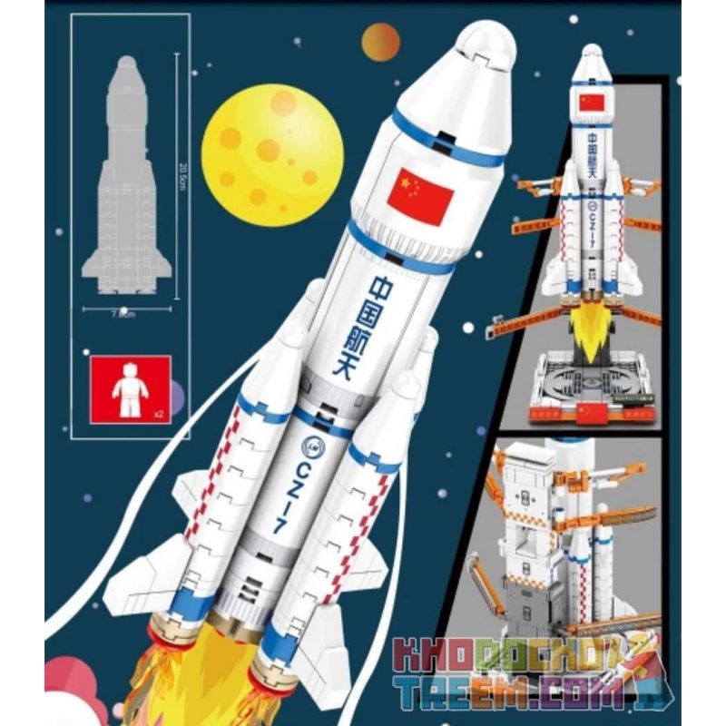 SEMBO 203015 non  TÊN LỬA TÀU SÂN BAY DÀI NGÀY 7 THÁNG 3 bộ đồ chơi xếp lắp ráp ghép mô hình Military Army CZ-7 Quân Sự Bộ Đội 382 khối