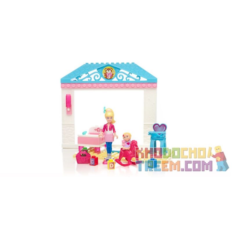 MEGA BLOKS 80197 CND46 non Lego BABY BARBIE. bộ đồ chơi xếp lắp ráp ghép mô hình Friends BABYSITTER BARBIE Các Bạn Gái 52 khối